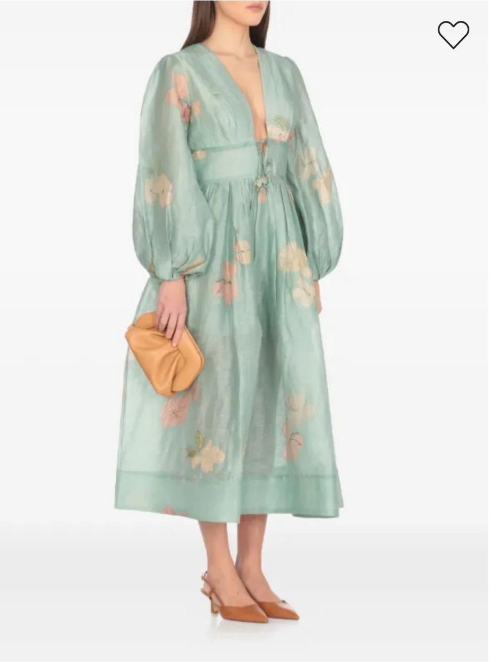 The Zimmermann Illuminate Drawn Mint Hibiscus Print Midi Dress - Picture 3 of 8